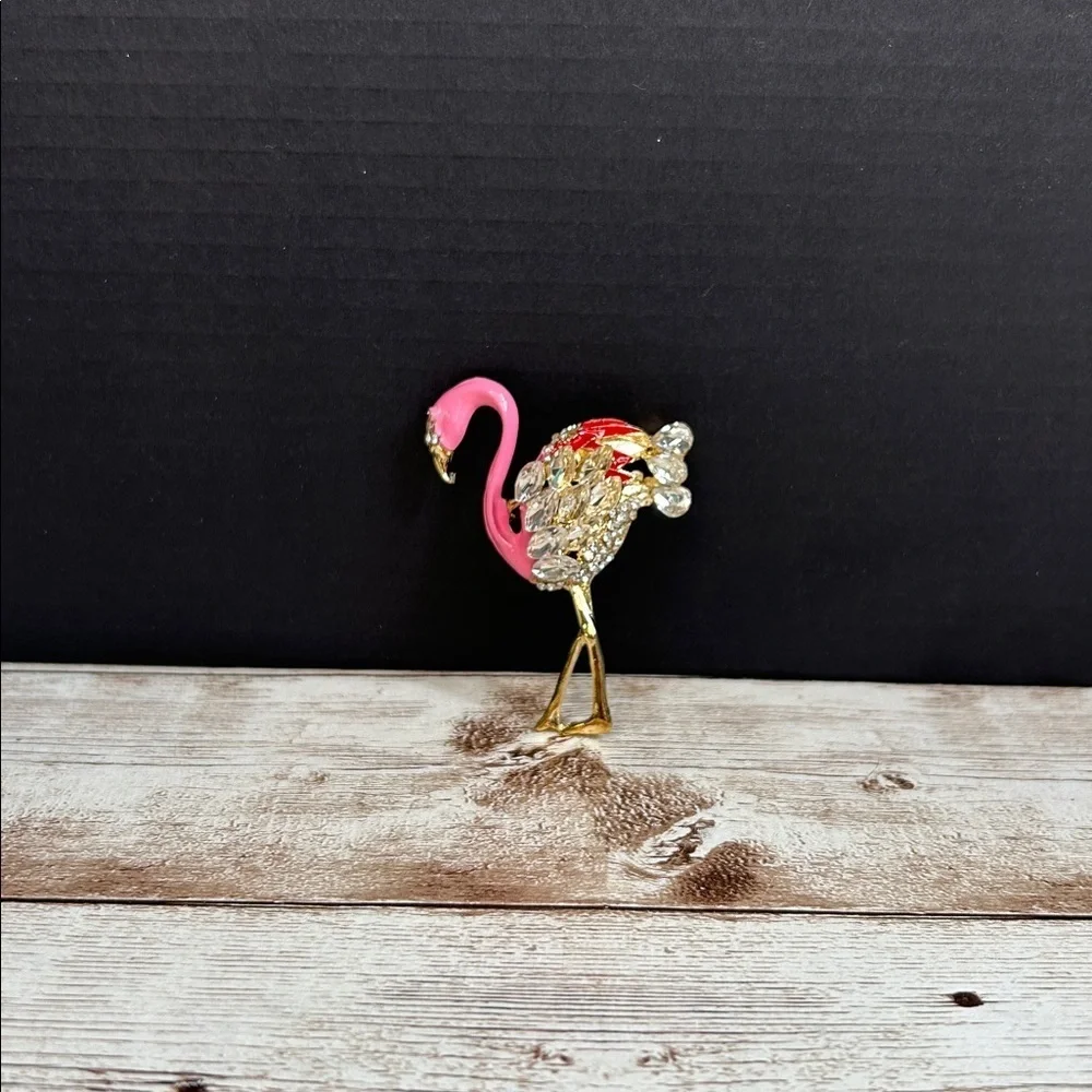 Pink and Gold Flamingo Brooch